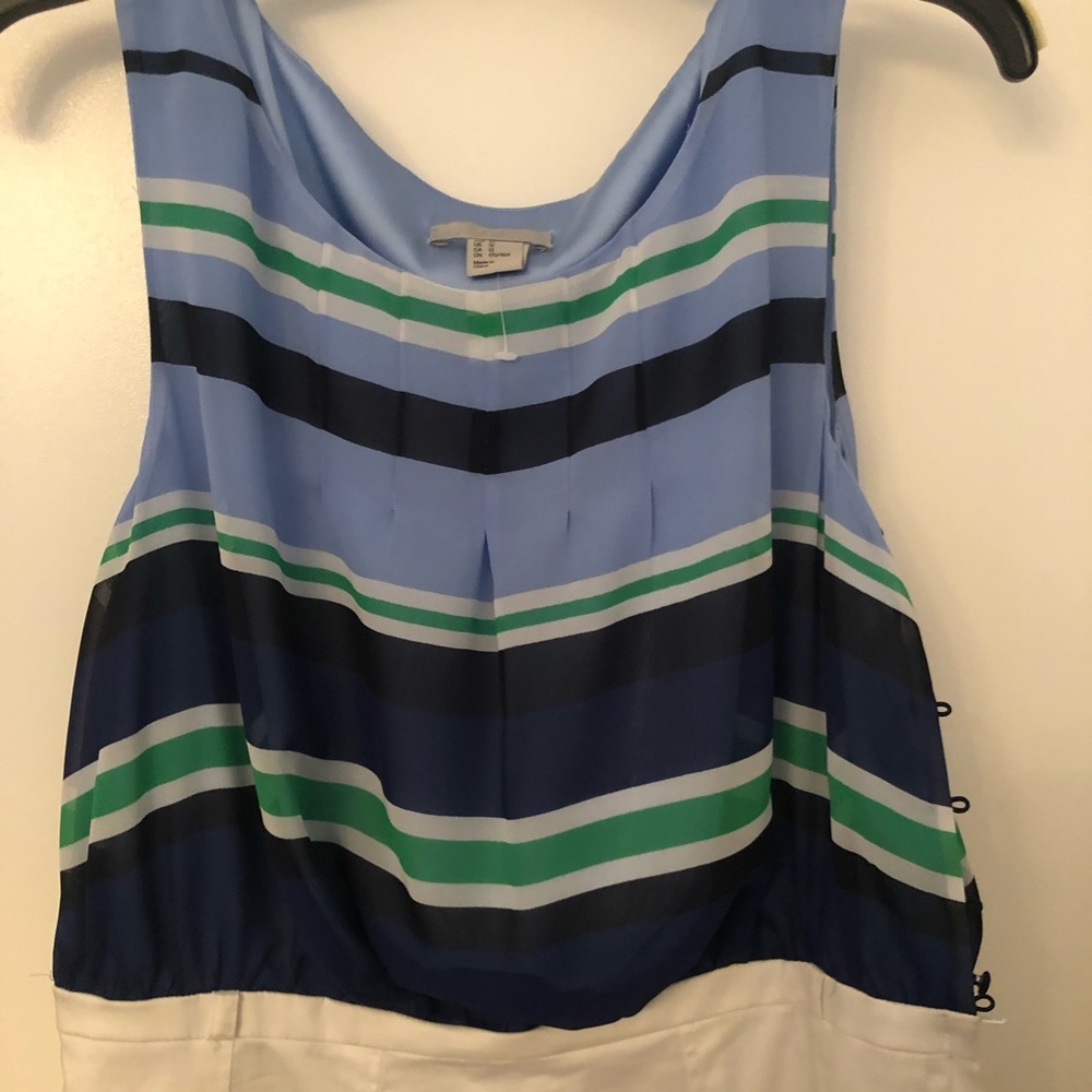 H & M Vintage Striped Dress Size 12 Nautical Summer Ready Happy Hour Hamptons